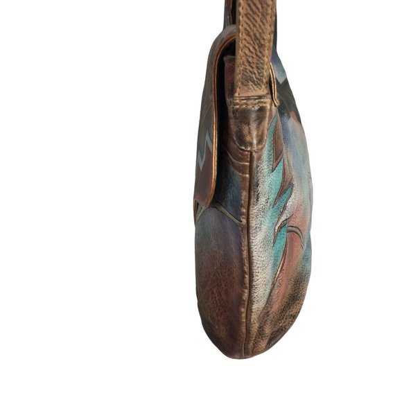 Anuschka NEVER USED Handpaint Leather Asymmetric Cross Body Abstract - Picture 9 of 12